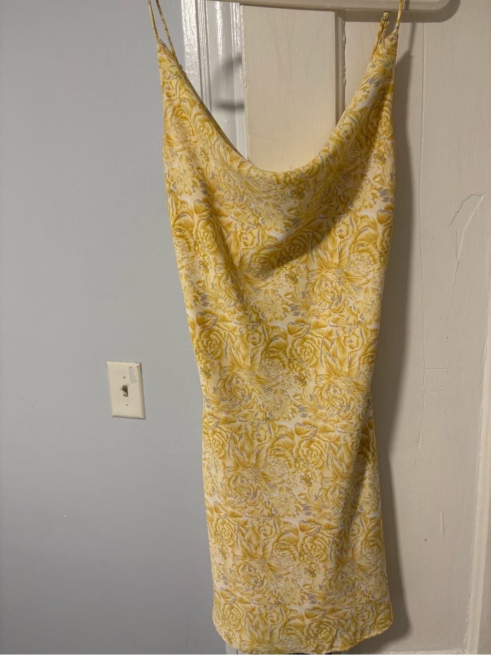 Yellow Floral Cowl Neck Midi Dress